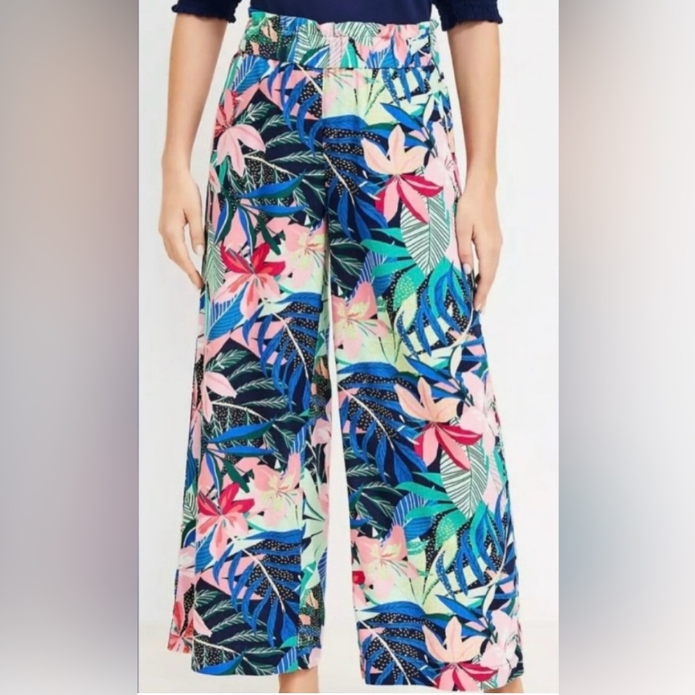 LOFT Floral Fluid Wide Leg Pants size XS